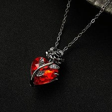 Collar Colgante Corazón Rojo Rosa Gótico - Joyería Elegante Oscura