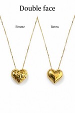 Collana Catenina 42cm ORO GIALLO con Cuore Double Face ORO 18 KT 750% List 485€
