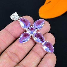 Tanzanita cuarzo piedras preciosas hecho a mano 925 plata esterlina joyería c...