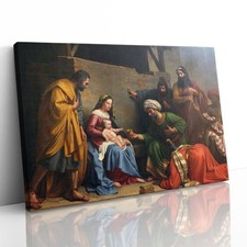 Belén Reyes Adoración de los Reyes Magos Lienzo Impresión Enmarcada Cuadro Arte de Pared