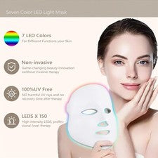 Mascarilla facial fotónica LED de 7 colores cuidado de la piel terapia de luz roja estiramiento facial antienvejecimient