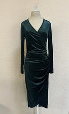 Sexy vestido de fiesta ceñido al cuerpo de terciopelo verde elástico para mujer, talla pequeña