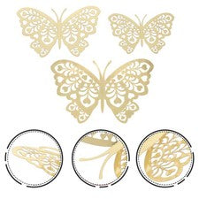 Calcomanía de pared creativa 3D para decoración de pared de mariposas 12 un.