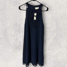 Vestido midi para mujer Jun & Ivy de ganchillo sin mangas azul talla mediana