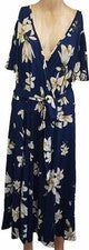 Sexy Vestido Para Mujer Pinup Moda Azul Floral Bodycon Formal Oficina Talla Grande 26W