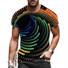 ⭐⭐Camiseta Hombre 3D Ilusión Óptico Vistoso Manga Corta Moda Casual Novedad Tee