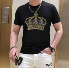 Nueva Camiseta Hombre Lujo Estrás Moda Diamante Negra Blanca Alta Calidad