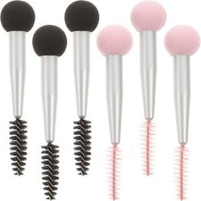 Juego de 6 brochas de esponja de maquillaje de belleza esponja de doble hongo y cepillo para cejas