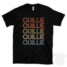 CAMISETA ESTILO RETRO REPETIDA QUILLIE Hombre y Mujer Novedad Genial Nombre Regalo