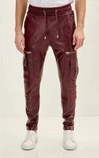 Pantalón y pantalón estilo motociclista marrón cuero suave de piel de cordero real para hombre