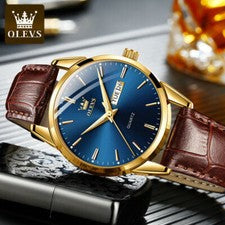 Relojes de pulsera OLEVS de cuarzo calendario 3 ATM impermeables de moda para hombre