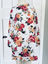 GB Gianni Bini Sudadera Suéter Vestido Floral Para Mujer XS Nuevo Blanco Rosas Nuevo Con Etiquetas