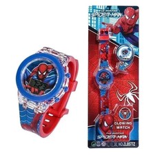 Reloj Spiderman para niños dibujos animados luz intermitente digital Spiderman niños flash