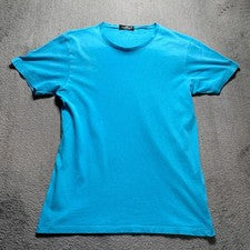Camiseta Impero Para Hombre Mediana Azul Estilo Italiano Cuello Redondo Informal Algodón