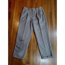 Pantalones Savane Para Hombre 36x32 Marrón Caqui Puño Recto Flexible Cintura Plisada
