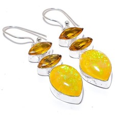 Pendiente de joyería de plata esterlina 925 con piedras preciosas de...