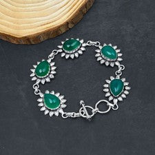 Pulsera de joyería de plata esterlina 925 hecha a mano con piedras preciosas ...