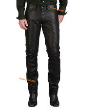 Pantalones de chándal de cuero de cordero negros con cordón informales para hombre ropa de calle estilo se adapta