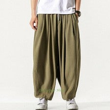 Pantalones informales harén sueltos estilo chino para hombre Yoga Kung Fu pierna ancha pantalones largos
