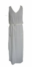 KLEID LANGES KLEID SCHMALE LINIE ECRU WOLLWEIS BODYFLIRT Gr. 34 NEU