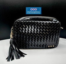 BOLSO BANDOLERA CÁMARA SAUCE TEJIDO NEGRO BASTANTE SENCILLO NUEVO CON ETIQUETAS