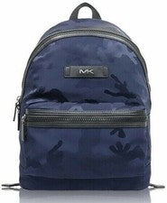 Mochila grande Michael Kors Kent Indigo de nailon camuflada azul marino 37S0LKNB2U $398 FS