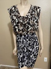 Vestido Para Mujer Blanco Multicolor Nylon Informal Verano Doble Capa Talla S