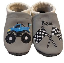 Zapatos para gatear bebé, zapatos para correr, cuero Monstertrack bordado personalizado