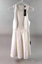 Vestido para mujer Lulus talla pequeña blanco sin mangas corto forrado elástico detalle trasero nuevo con etiquetas