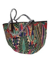 Bolso de Mano para Mujer Neiman Marcus Diseño Estampado Multicolor Rafia Imitación Cuero