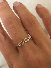 Anillo genuino de plata esterlina 925 alas de ángel todos los tamaños Reino Unido