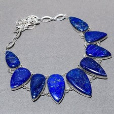"Collar hecho a mano de moda de piedras preciosas en forma de pera lapislázuli 18"" SR 3376"