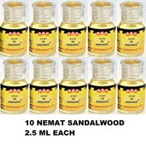 Paquete de 10 fragancias de aceite de perfume Nemat 96 de sándalo Attar Best Indian 2,5 ml cada una