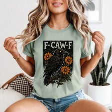 Camiseta gráfica F-Caw-F Raven Birds para mujer estilo envejecido -b