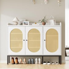 Zapatero con Estante Ajustable 3 Puertas Almacenamiento Independiente Organizador