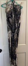 Nuevo con etiquetas Maxi Vestido Solero Usharis Correa Halter Negro con Neutros Para Mujer Talla: Grande