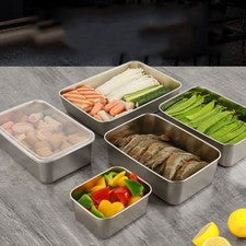 Caja de almacenamiento permanente utensilios de cocina placa cuadrada con tapa acero inoxidable