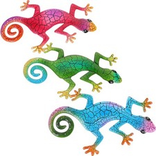 3 piezas decoración de pared de gecko de metal vintage decorativo arte de pared adornos para el hogar