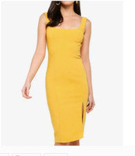 Vestido para mujer Bardot Leila amarillo sin mangas abertura alta talla 4 XS