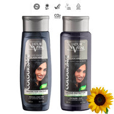 JUEGO DE CHAMPÚ Y MASCARILLA NATURAL VITAL NEGRO COLOR HENNA Y QUERATINA SEGURO 300 ml