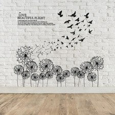 Calcomanías de pared de diente de león decoración del hogar papel tapiz floral palo pelar