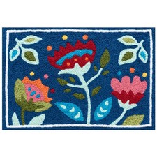 Alfombra con acento de flores de arte popular Jellybean 20x30 lavable interior exterior