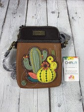 Encantador Bolso Bandolera Mini Cartera para Teléfono Celular Chala Cactus 827CU3 Marrón ¡NUEVO!