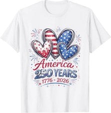 Camiseta 250 Aniversario Bandera América Corazón 250 Años Mujer Niña S-3XL