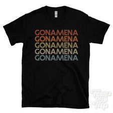 CAMISETA GONAMENA ESTILO RETRO REPETIDO Hombre y Mujer Reino Unido Lugar Nombre Regalo