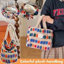 Bolso Bandolera Colorido para Mujer Bolso de Mano Bolso Cubo de Felpa de Moda y Moderno