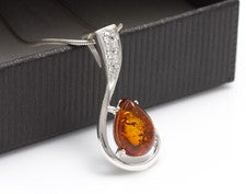 Collar colgante de plata de ley 925 ámbar báltico natural regalo joyas