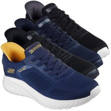 Para Hombres Skechers Bobs Squad Chaos Sólido Paso Sin cordones Entrenadores Informales Tallas 7 a 13