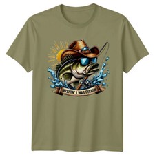 Camiseta Wishin I Was Fishin Bass Fishing para hombre estilo rural
