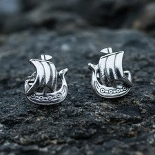Pendientes de barco vikingo damas poste nórdico espalda largo pendientes náuticos 925